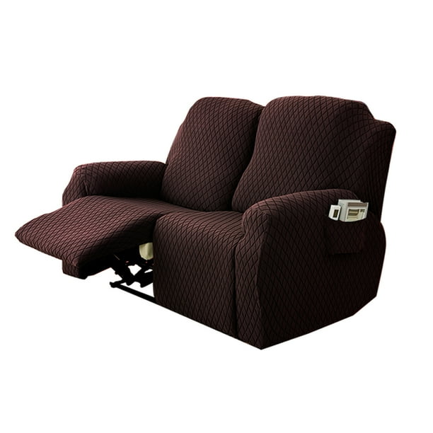 Nvzi Funda de sofá elástica de jacquard, funda de sofá reclinable de 2 plazas para sala de estar, fácil de instalar, lavable, protector de sofá (marrón)