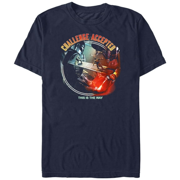 Men's Star Wars: The Book of Boba Fett Challenge Accepted This is the Way Graphic Tee Navy Blue Medium
