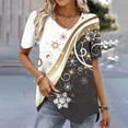 thumbnail image 2 of Camisetas con estampado de tema navideño para mujer, camisetas de manga corta, ropa de moda divertida feliz para mujer, jersey de gran tamaño con cuello en V, 2 of 4