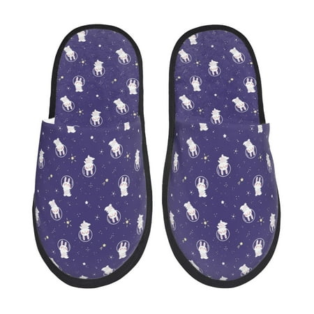 

Fuzoiu Astronaut Rabbit Print Unisex Furry Slippers Plush Indoor Shoes Trendy House Slippers Anti-Skid EVA Sole House Shoes for Home Office and Travel -Medium