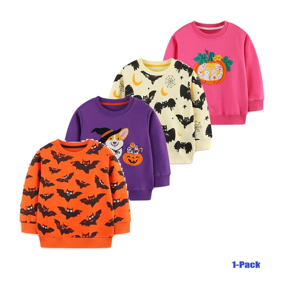 Bellafa Boys Girls Pumpkin Face Sweatshirt Long SLeeve Kids Halloween Tops for 2-7T Toddler Crewneck Pullover Sports Shirt Fall Winter Clothes