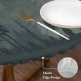 thumbnail image 4 of Dark Green Forest Table Cloth, Round Fitted Tablecloths with Elastic Edge, Farmhouse Animals Rustic Wipeable Waterproof Table Cover for Kitchen Wedding 55-60 Inches, 4 of 4
