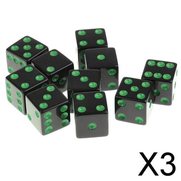 Paquete de 10 Dados de Plástico D6 Punteados para Juguete RPG Verde 3 Piezas Baoblaze