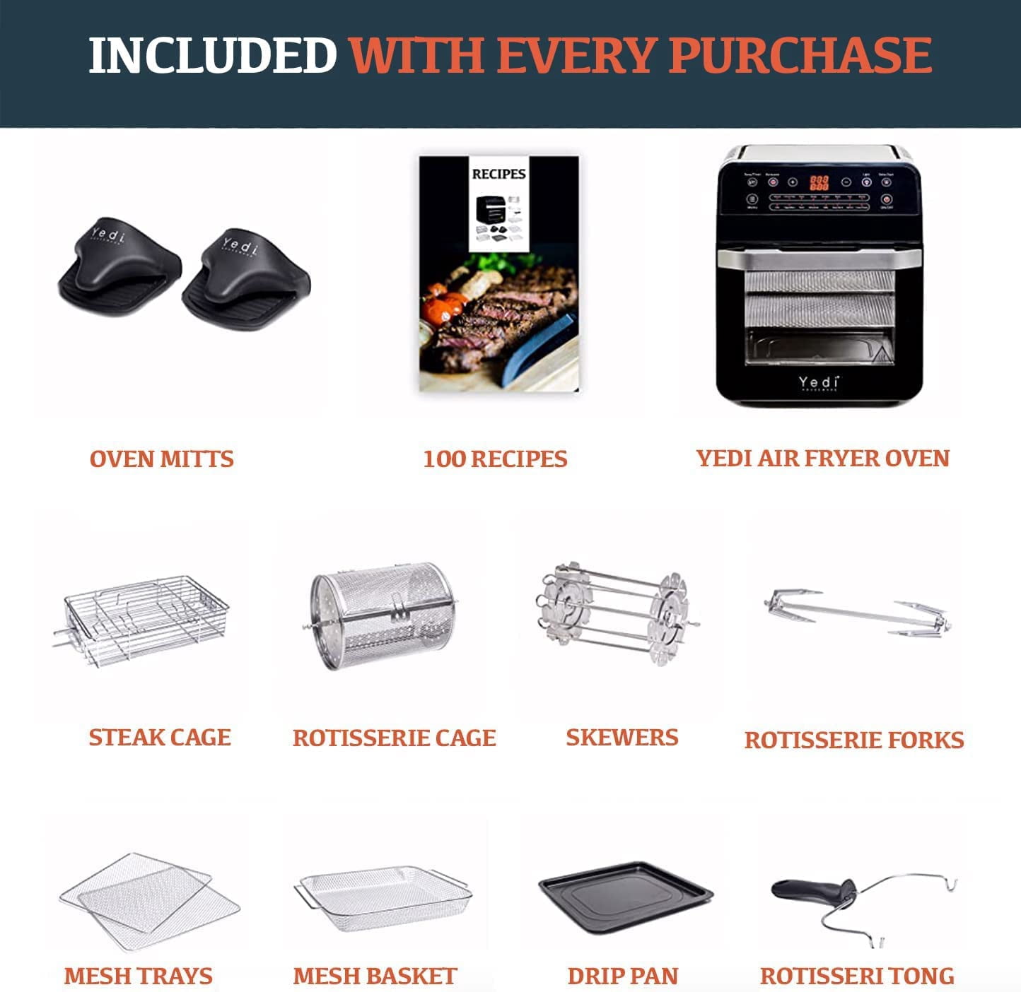 Yedi Total Package Air Fryer Oven XL, 12.7 Quart