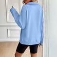 thumbnail image 4 of Stichou Womens Half Zip Pullover Fleece Thumbhole Tunic Sweatshirts No Hood Loose Cozy Sweaters with Pocket Fall Clothes Light Blue L, 4 of 5