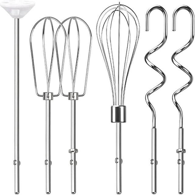 6-Pack Stainless Steel Hand Mixer Attachments Set, Compatible with KitchenAid KHM3 KHM5 KHM7 KHM9,