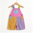 thumbnail image 2 of LJEFF Kids Color Block Overalls Shorts, Adjustable Straps Breathable Casual Summer Summer Toddler Jumpsuit Hot Pink Size 12 Months, 2 of 6