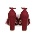 thumbnail image 4 of HOTSOLES FI00 Women Faux Suede Open Toe Feathered Chunky Heel Sandal, 4 of 5