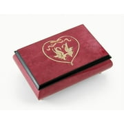 Romantic Red-Wine Swans in Heart Outline Sorrento Inlaid Music Box - Under the Sea (The Little Mermaid)