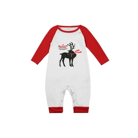 

Pudcoco Family Parent-child Pajamas Cartoon Reindeer Raglan Tops Plaid Trousers