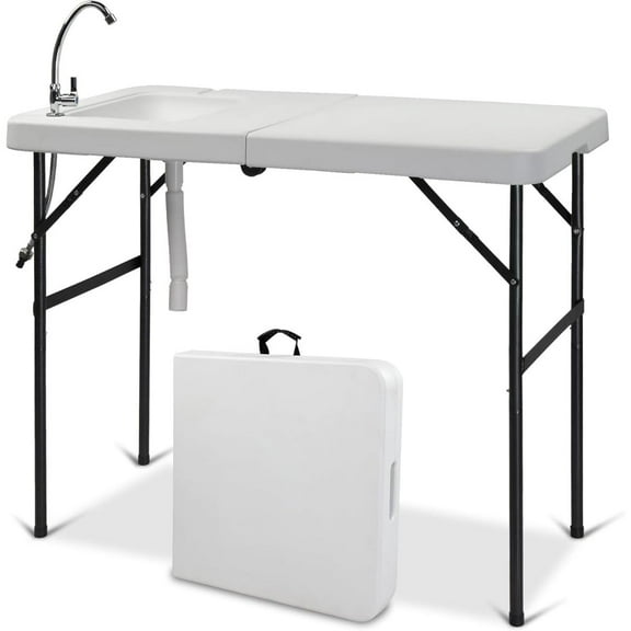 Portable Folding Fish Cleaning Table with Sink Faucet