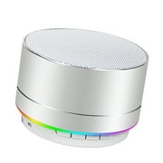 Mini Wireless Speaker, Portable Bluetooth Speaker with HD Sound, 4H Play-time, Built-in Mic, TF Card Slot, FM and LED Lights for Home, Travel Sliver