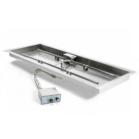 HPC Fire Push Button Flame Sensing Gas Fire Pit Kit  54x16-Inch Pan 48x10-Inch Burner  Propane for Bulk Tank