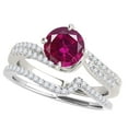 thumbnail image 1 of Aonejewelry 1.15 Ct. Ttw Halo Created Ruby and Diamond Bridal Set In 14k White Gold, 1 of 4