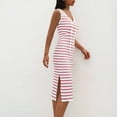 thumbnail image 5 of Ayolanni Women's Casual Dresses Striped V-Neck Pink Sleeveless Midi Dresses Summer Dresses for Teen Girls 2x, 5 of 8