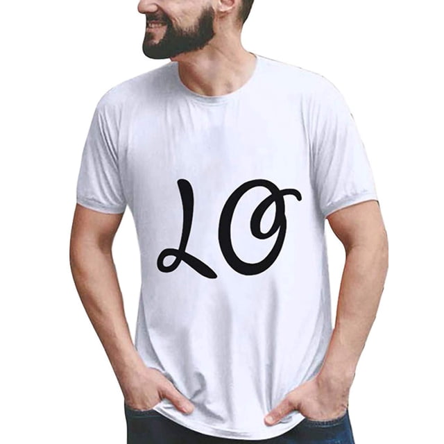 Bellella Hauts pour Hommes Blouse à Manches Courtes T-Shirt de la Saint-Valentin T-Shirt Décontracté à Col Rond Tee Femmes Hommes Blanc TP