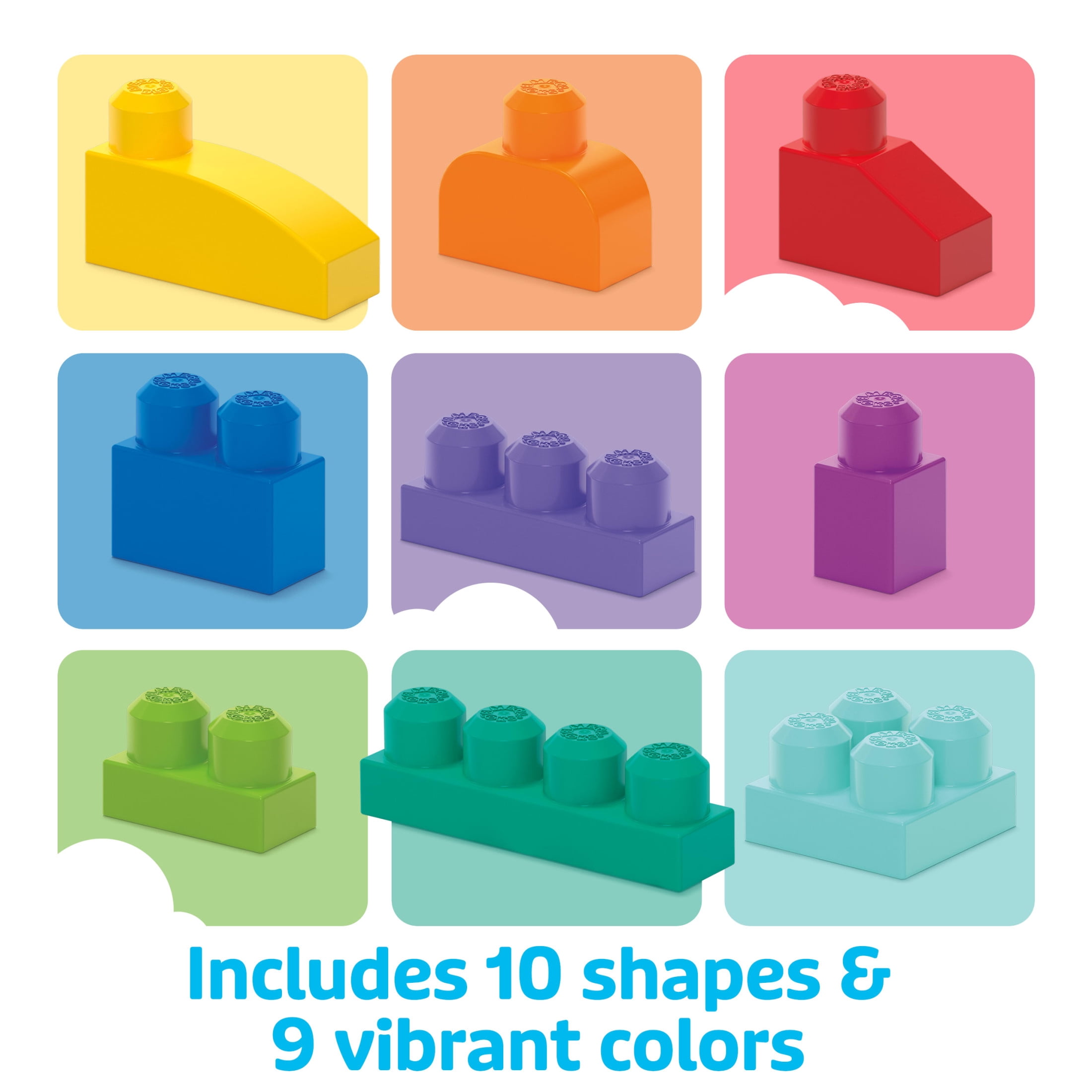 MEGA BLOKS Fisher-Price Toy Blocks Blue Big Building Bag with Storage (80 Pieces) for Toddler