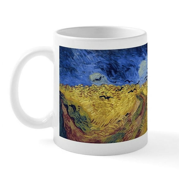 CafePress - Van Gogh Wheatfield With Crows Mug - 11 oz Ceramic Mug - Novelty Coffee Tea Cup