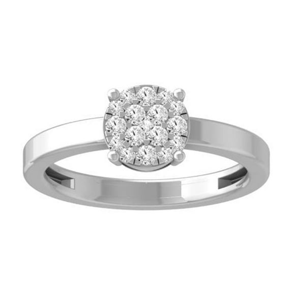 Araiya Fine Jewelry Sterling Silver Round-shape Lab Grown Diamond Cluster Ring (1/4 Cttw, D-F Color, VS1 Clarity) Size 10