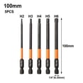 thumbnail image 1 of Lefu 5 Pcs Embout de Tournevis Hexagonal Changement Rapide Longueur de Perceuse à Impact 100mm, 1 of 10