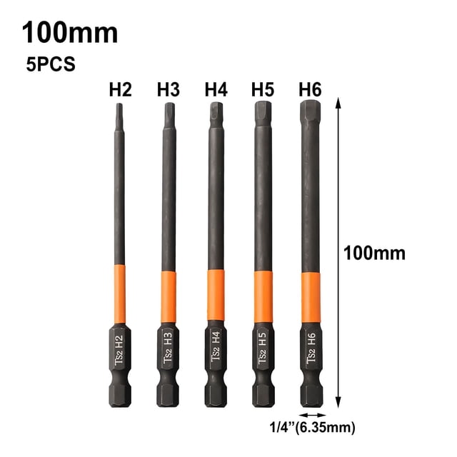 Lefu 5 Pcs Embout de Tournevis Hexagonal Changement Rapide Longueur de Perceuse à Impact 100mm
