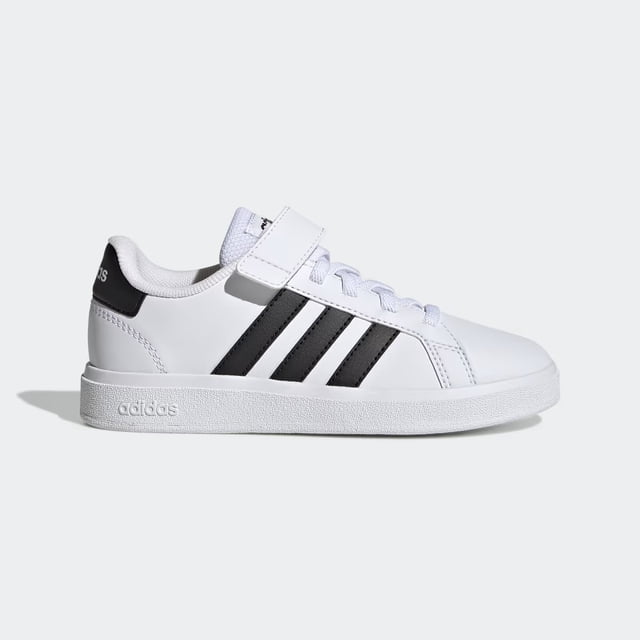 Tenis Adidas Grand Court Blanco Niño Escolar con Velcro de Cuero
