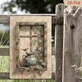thumbnail image 7 of Rustic Weathered Wooden Window Frame with Green Ceramic Vase and Bird, 8x12 Inches Metal Wall Art Painting for Home Decor, 7 of 7