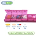 thumbnail image 3 of Ezy Dose Push Button (7-Day) Pill, Medicine, Vitamin Organizer Box, Weekly, Daily Planner, Arthritis Friendly, X-Large, Pink, 3 of 5