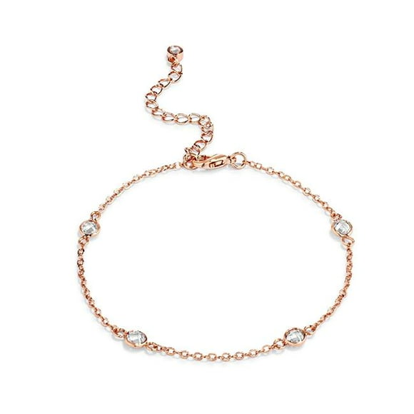 J Goodin B01512A-C01 1 CT Rose Gold Plated Clear CZ Round Bezel Saturn Bracelet