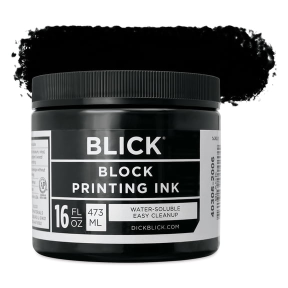 Blick Water-Soluble Block Printing Ink - Black, 16 oz Jar