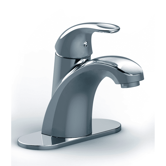 DAX Brass Single Handle Bathroom Faucet with 6" Deck Plate, Brushed Nickel