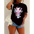 thumbnail image 1 of T-Shirt de Mode pour Femmes avec Croix Imprimée, T-Shirt Simple et Décontracté à Col Rond Confortable, T-Shirt de Sport Décontracté pour Femmes, 1 of 6