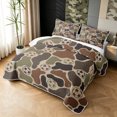 thumbnail image 3 of Manfei Retro Camouflage Quilt King, Contemporary Art Camo Soccer King Coverlet Set, Dark Khaki, 3 Pieces, 1 Bedspread and 2 Pillowcases, 3 of 7
