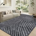 thumbnail image 1 of Garvee Alfombra Moderna de Área con Rayas Geométricas 5'x7' Alfombra Lavable Antideslizante Resistente a las Manchas Alfombra Interior para Sala de Estar Recámara Oficina Comedor, Gris Oscuro, 1 of 8