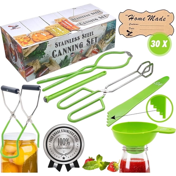Supa Ant Canning Supplies, USA Assembled & Certified Food Grade Stainless Steel Canning Tools, Pickling Kit for Beginners. Includes Extra Wide Mouth Funnel for Mason Jars