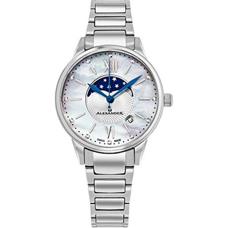- Monarch Vassilis Moon Phase MOP Women Swiss Quartz SS Watch A204B-01