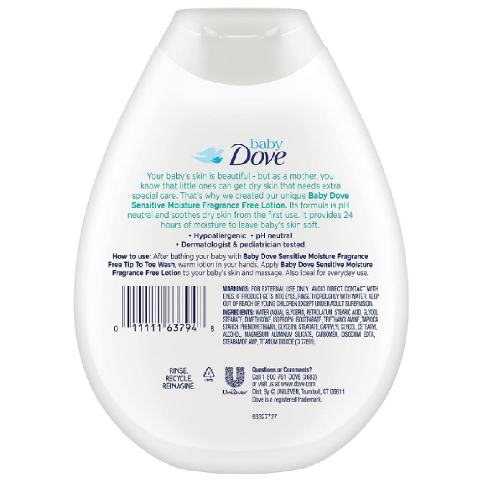 Dove Baby Lotion, Sensitive Moisture 13 oz (Pack of 6)