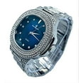 thumbnail image 3 of Bling-ed Out Oblong Case Mens PP Look Watch with Royal Blue Dial, Matching Bling-ed Out Cuban Bracelet and King Ring Set - 8475 CR Cuban Set (8, Blue - Silver), 3 of 6