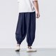 thumbnail image 5 of Pantalones harem holgados de algodón y lino para hombre - Pantalones anchos lisos para yoga - Informales/para la playa, aptos para todas las estaciones, 5 of 7