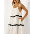 thumbnail image 5 of Yunliwuli Women's Summer Cami Dress Tie Spaghetti Strap Ric Rac Trim Backless Flowy Short Dress with Pockets, 5 of 8