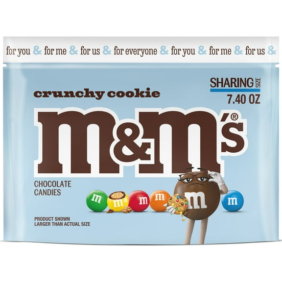 M&M’s Crunchy Cookie Milk Chocolate Candy, Sharing Size – 7.4 oz Bag