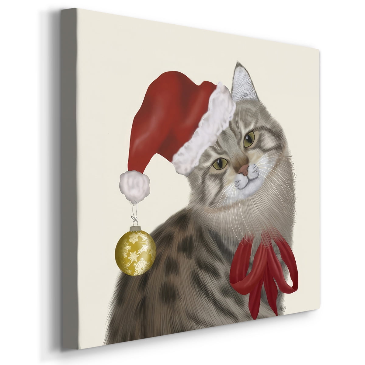 Cute Cat with Christmas Hat- Gallery Wrapped Canvas