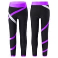 thumbnail image 4 of Sholeno Kids Girls Figure Ice Skating Spiral Pants Athletic Gymnastics Dance Leggings Yoga Pants Dark Purple 12, 4 of 8