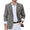 Grey, variant on Mens Linen Blazer Casual Business Sport Coat Lightweight Luxury Print Lined Jackets