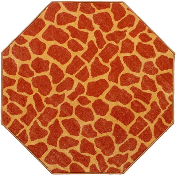 Animal Collection Custom Size Animal Print Area Rug for Living Room, Dining Room, Kitchen, Bedroom, Kids, Giraffe On Stilts - 6' Octagon