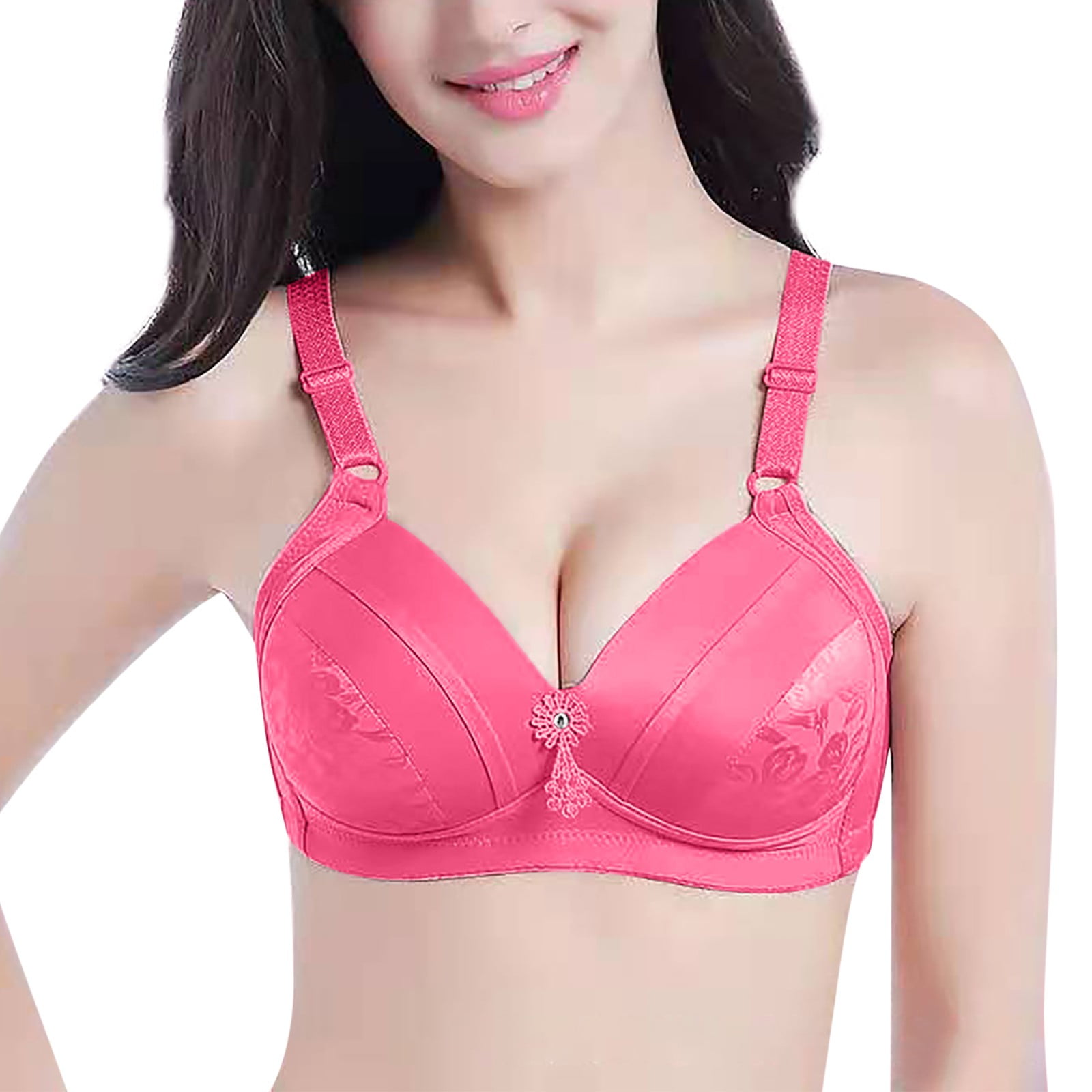 EDHITNR Bras for Women Underwear Thin Large Size No Sponge Side Collection  Breathable Upper Collection Auxiliary Breast Gathered No Steel Ring Bra