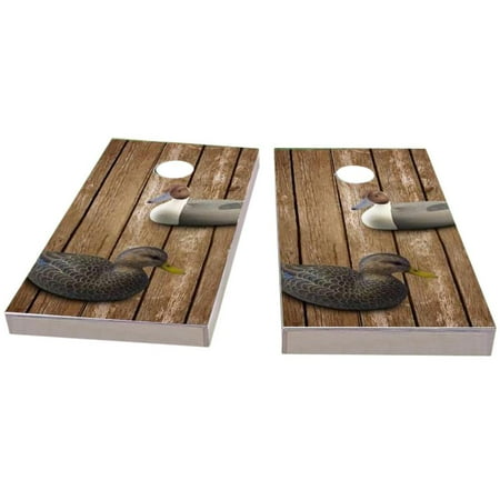 Skip s Garage Wood Slat Duck Decoy Solid Wood Cornhole Board Set