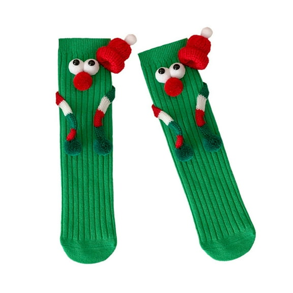 Christmas Hand Socks Novelty Cartoon Big Eyes Middle Tube Socks Hosiery for Kids Holiday Festival Party Gift
