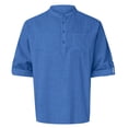 thumbnail image 3 of New Fall Plus Size Cotton and Linen Shirts for Mens Solid Color Turndown Collar Half Cardigan Casual Top Shirt Button Tops, 3 of 5