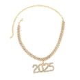thumbnail image 3 of Cadena para el cuello 2025, collar deslumbrante para mujer, para novias, damas de honor, fiestas, cumpleaños Dorado, 3 of 8